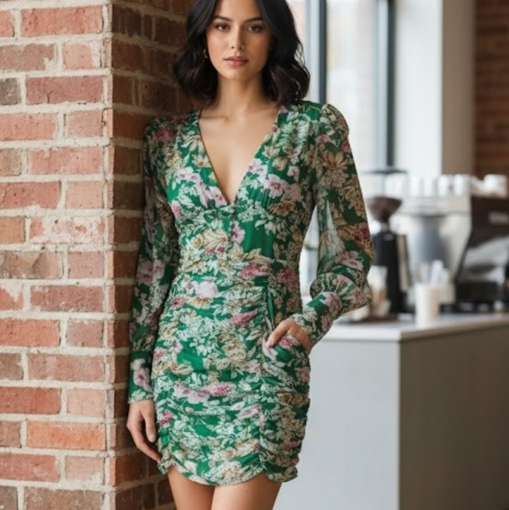 Runaway The Label Rowland floral ruched mini dress size 4
